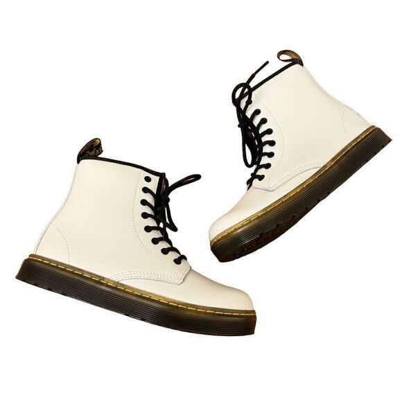 Dr. Martens Zavala Combat Boots White NEW Kids Size US 3 - Picture 1 of 8